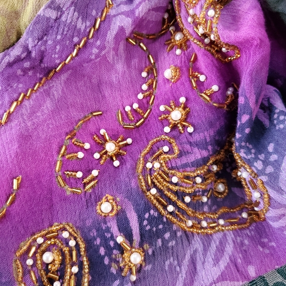 VTG Ikad Multicolored Boho Hippie Artsy Beaded Rayon Layered Tunic Top One Size - Picture 7 of 11